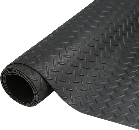 7.5 x 17 FT Garage Floor Mat,2.5 mm Thickness Diamond PVC Garage Flooring Roll, Anti-Slip Shop