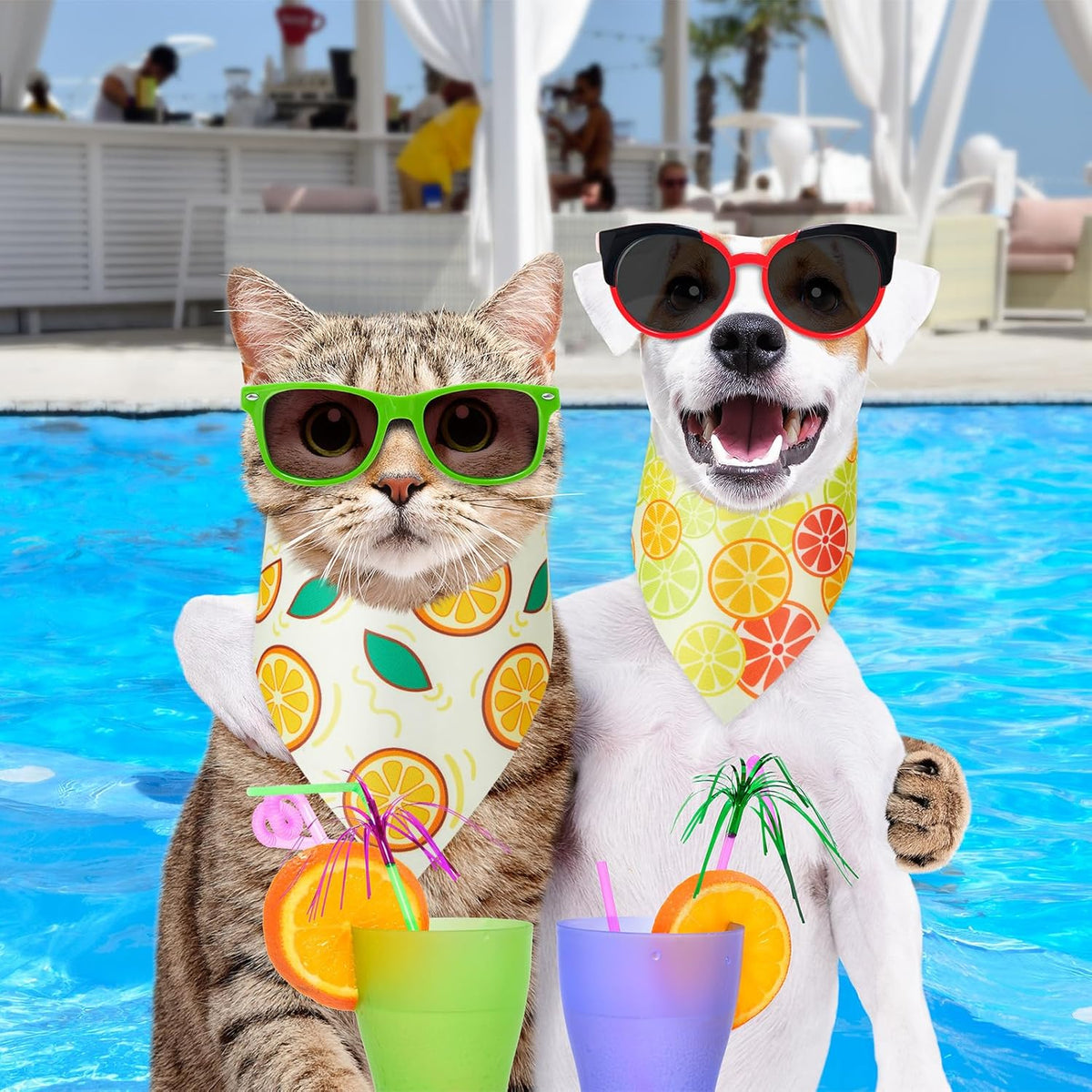 100 Pcs Fruit Dog Bandanas Bulk Summer Bandanas for Dogs Hawaiian Soft Bibs Adjustable Triangle