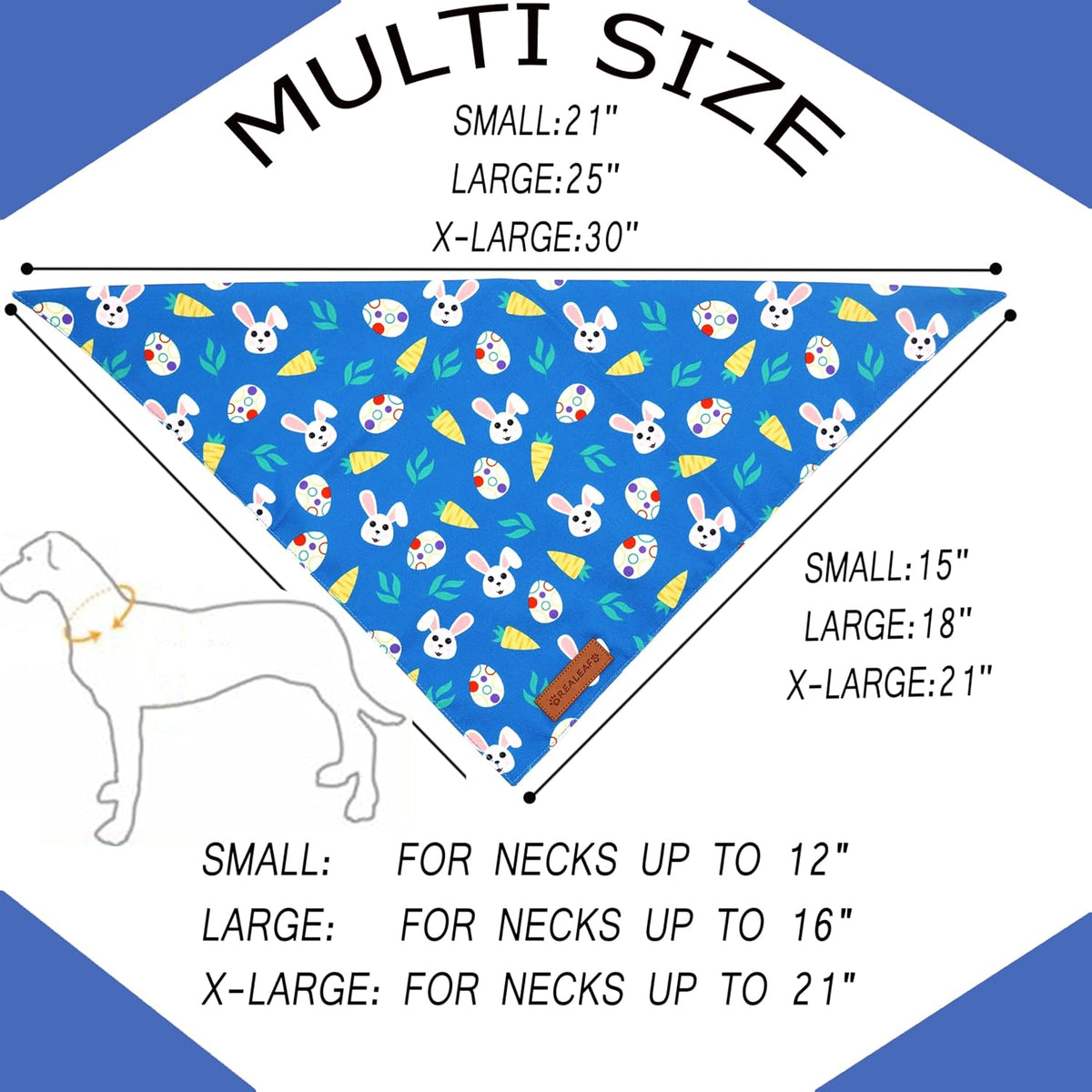 Realeaf Easter Dog Bandanas 2 Pack, Reversible Bunny Carrot and Easter Eggs Pet Scarf for Boy and