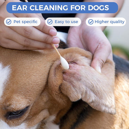 GOLD HONEY 6 Inch Large Cotton Swabs, 100PCS Dog Ear Swabs with Bamboo Handle for Dogs