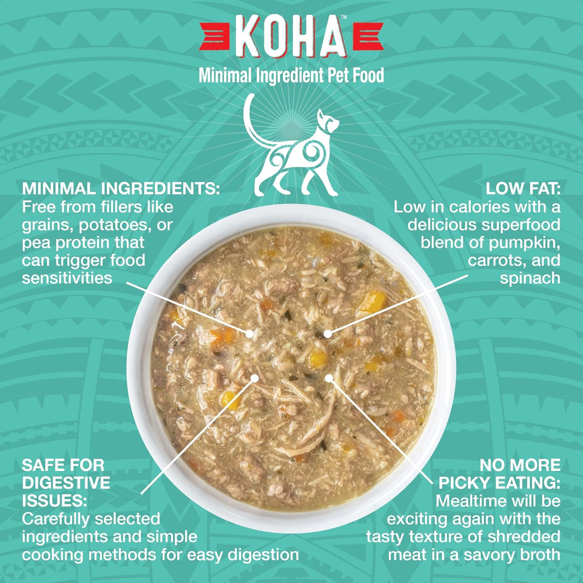KOHA Pure Shreds Duck Entrée for Cats, Single Meat High Protein Wet Cat Food, 5.5oz Cans (Pack of