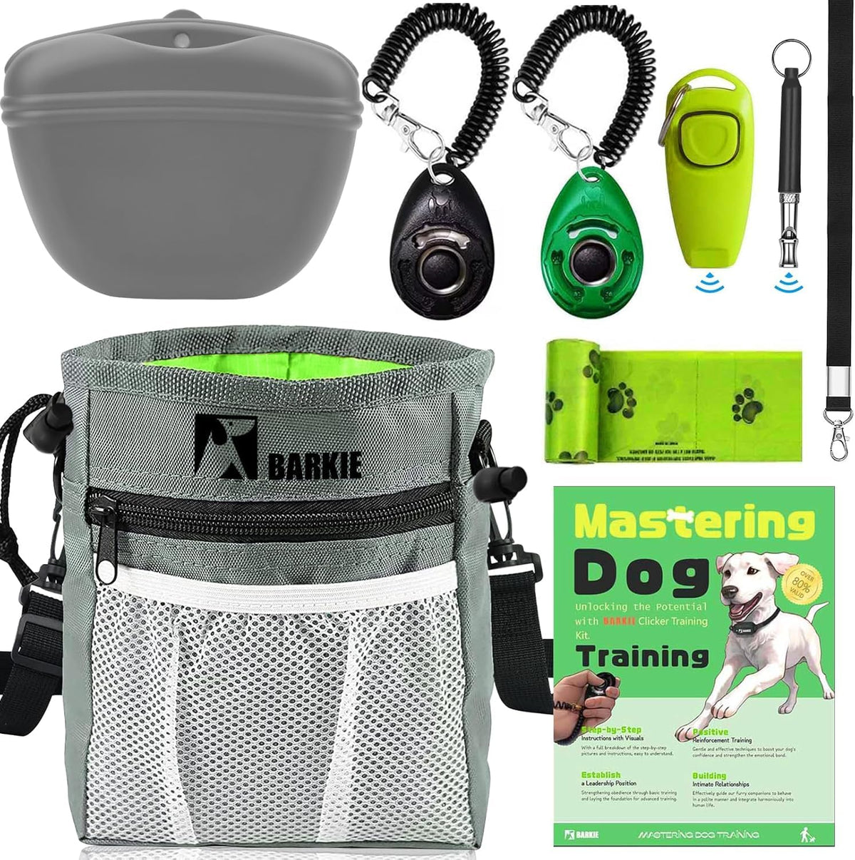 BARKIE Dog Training Kit - Treat Pouch, Pet Training Fanny Pack, 2 Puppy Training Clickers