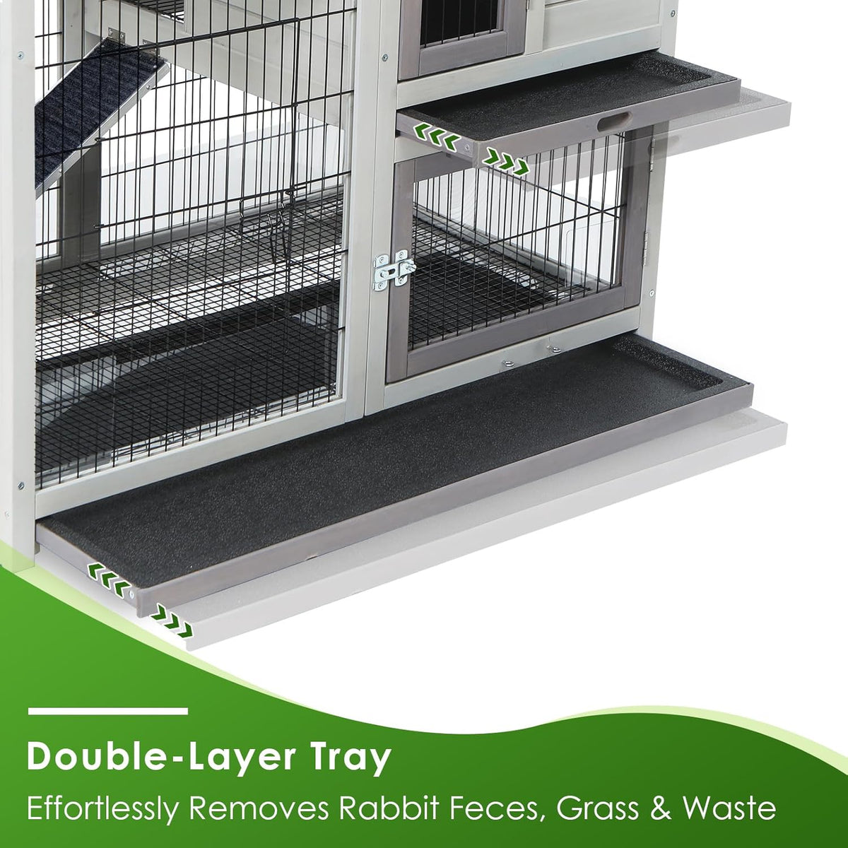 Rabbit Hutch Indoor Bunny Cage Outdoor House with Urine Guards and 2 Trays for Small Animals Guinea