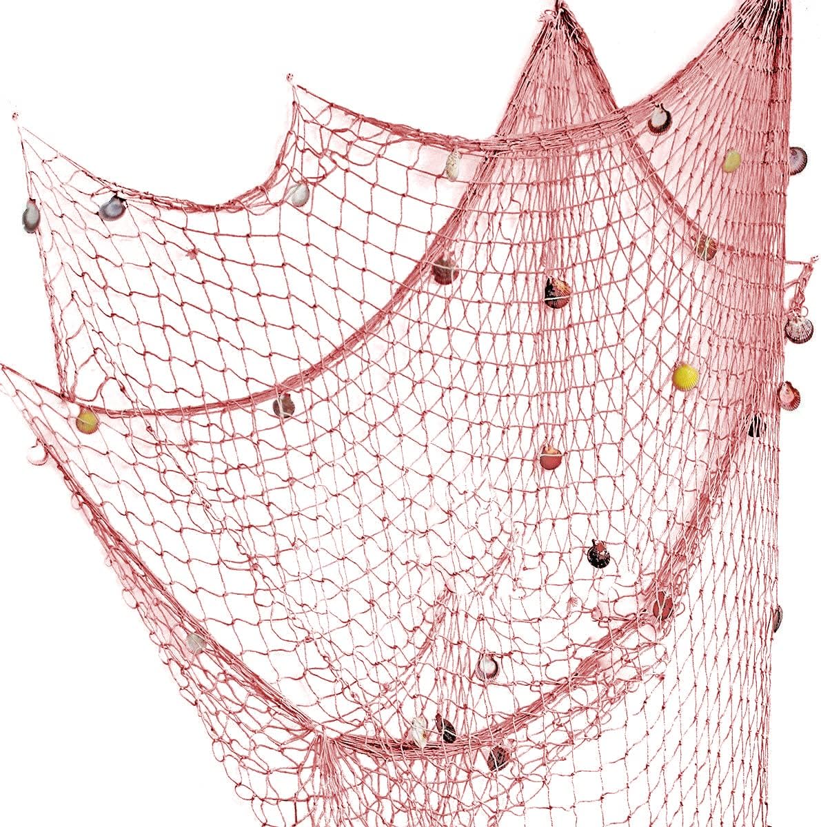 Nature Fish Net Wall Decoration with Shells, Ocean Themed Wall Hangings Fishing Net Party Decor for