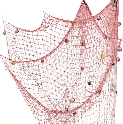 Nature Fish Net Wall Decoration with Shells, Ocean Themed Wall Hangings Fishing Net Party Decor for