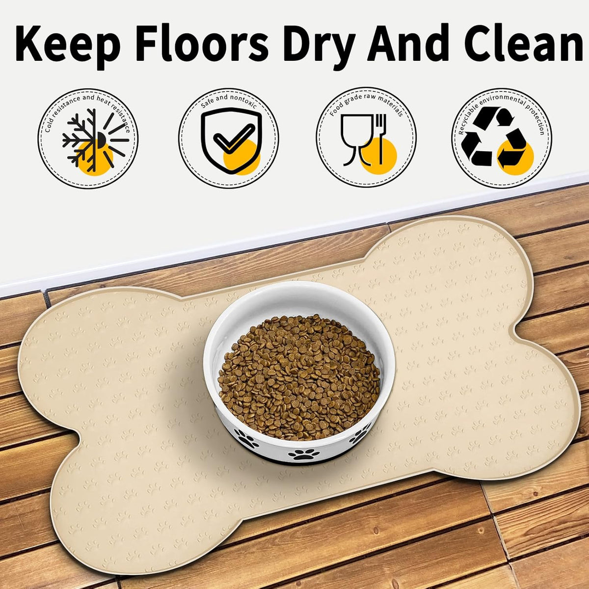 Dog Food Mat Anti-Slip Silicone Dog Bowl Mat Thicker Pet Placemat Waterproof Cat Feeder Pad with