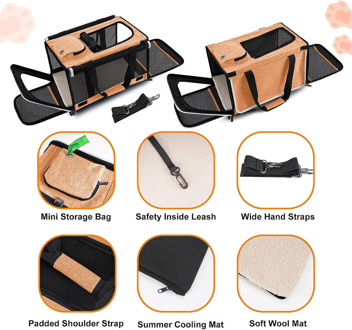 Dog Carry Bag for Puppy Pet Soft-Shell Portable Kennel Crate for 0-15 lbs Foldable Pomeranian