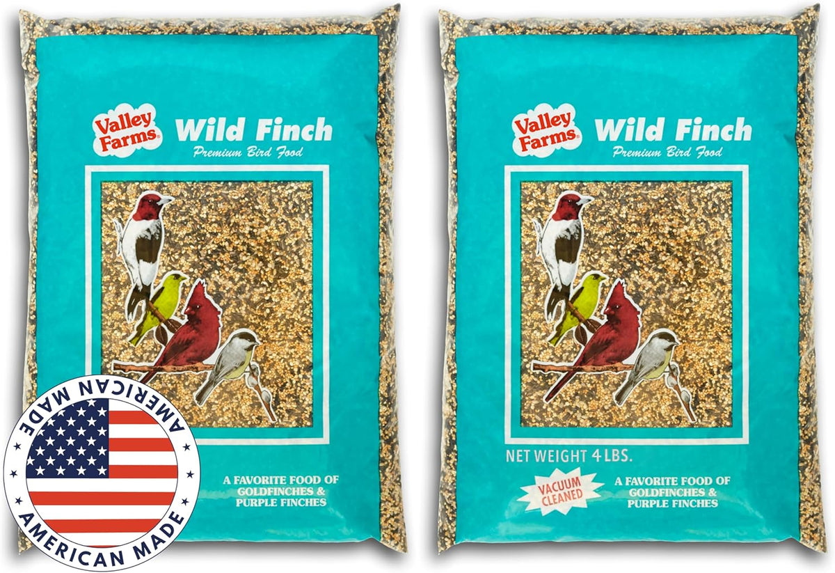 Valley Farms Wild Finch Mix 4 LB 2-Pack (8 LB Total) Wild Bird Food for Outside Feeders, Wild Bird