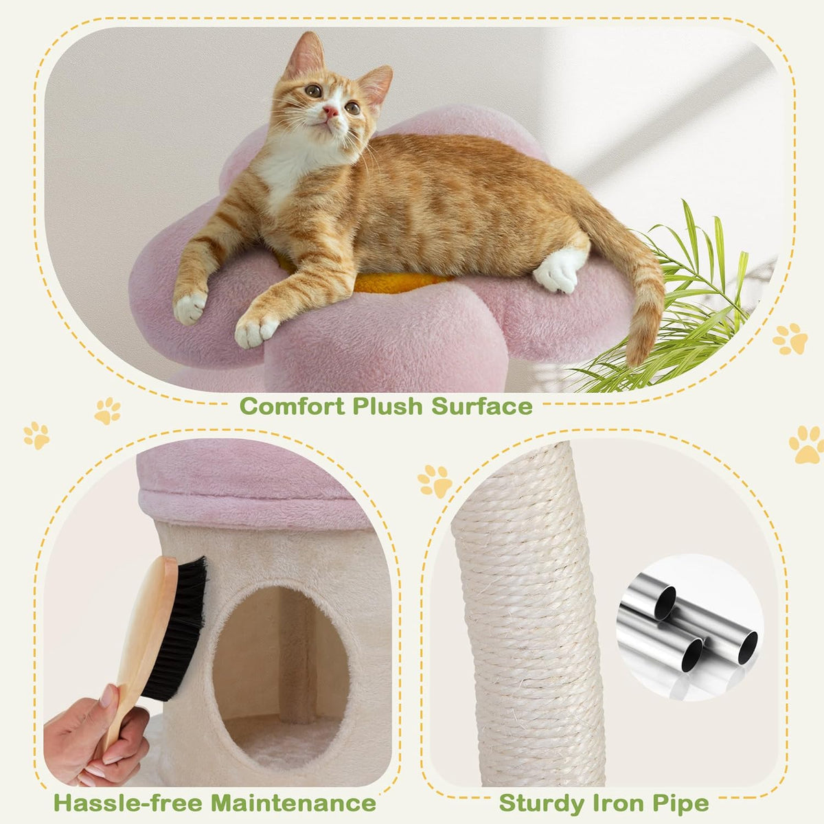 COZIWOW Aesthetic Cat Tree for Large Cats, 57'' Tall Modern Cat Tree Tower Scratching Post with