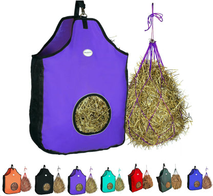 Majestic Ally 1200 D Hay Feeder Tote Bag for Horses, Sheep with Reflective Trim- Reduces Waste