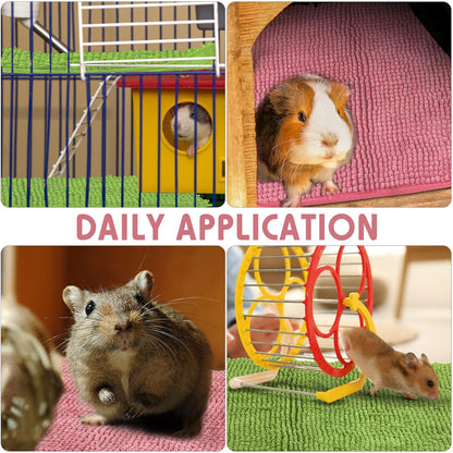 Amylove 4 Pcs Guinea Pig Cage Liner Guinea Pig Bedding Washable Fleece Pee Pads Reusable Small