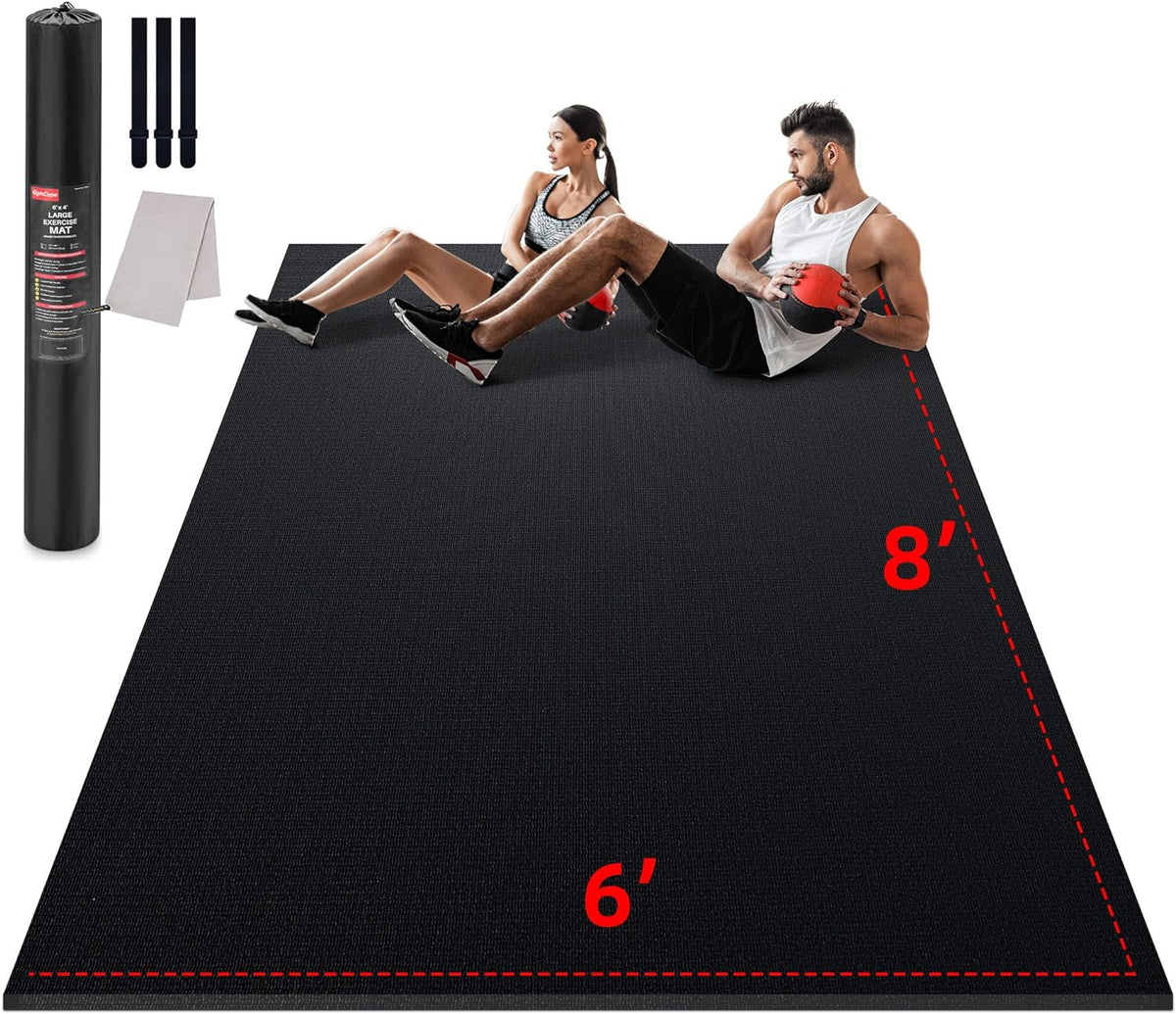 Large Exercise Mat for Home Workout,12‘x6’/10'x6'/9'x6'/8'x6'/7'x5'/6'x4' (7mm) Extra Thick Workout