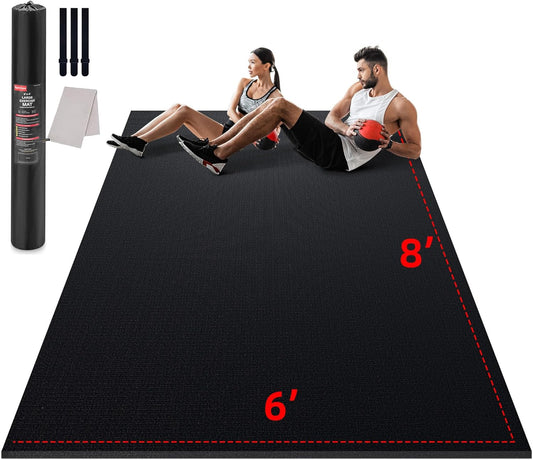 Large Exercise Mat for Home Workout,12‘x6’/10'x6'/9'x6'/8'x6'/7'x5'/6'x4' (7mm) Extra Thick Workout