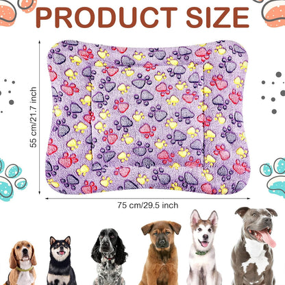 4 Pack Ultra Soft Dog Cat Bed Mat with Cute Prints Reversible Fleece Dog Crate Kennel Pad Cozy