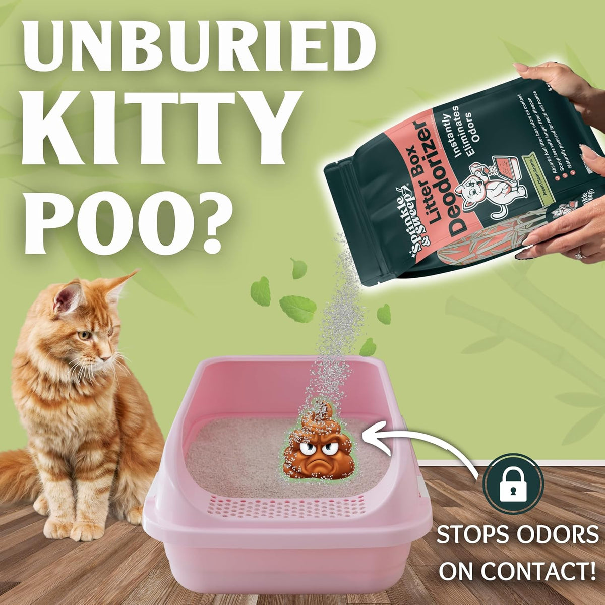 Sprinkle & Sweep Litter Box Deodorizer - Cat Litter Deodorizer Non Toxic and Safe for Kittens