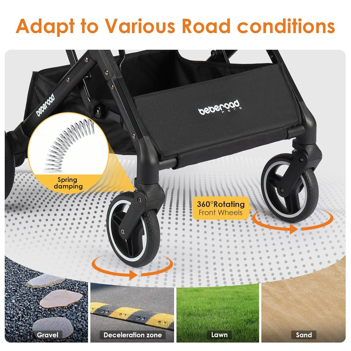 X2 Pet Stroller, Dog Cat Stroller for Small Pets Under 44lbs, Equipped with Detachable & Foldable