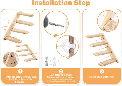 Cat Wall Furniture Set, 2PCS Cat Shelves & 2PCS 4 Steps Wall Shelves Stairs Tower Climbing