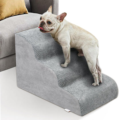 Dog Stairs for Small Dogs - High Density Foam Dog Ramp, Extra Wide Pet Steps with Non-Slip Bottom