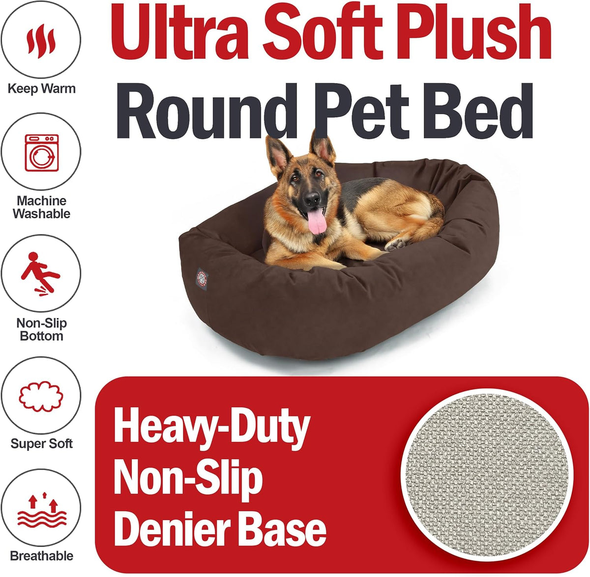 Majestic Pet 52 Inch Suede Shredded Memory Foam Mix Calming Extra Large Dog Bed Washable 52 x 35 x