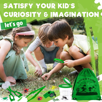 GINMIC Kids Explorer Kit & Bug Catching Kit, 16 Pcs Outdoor Exploration Safari Kit for Kids Camping