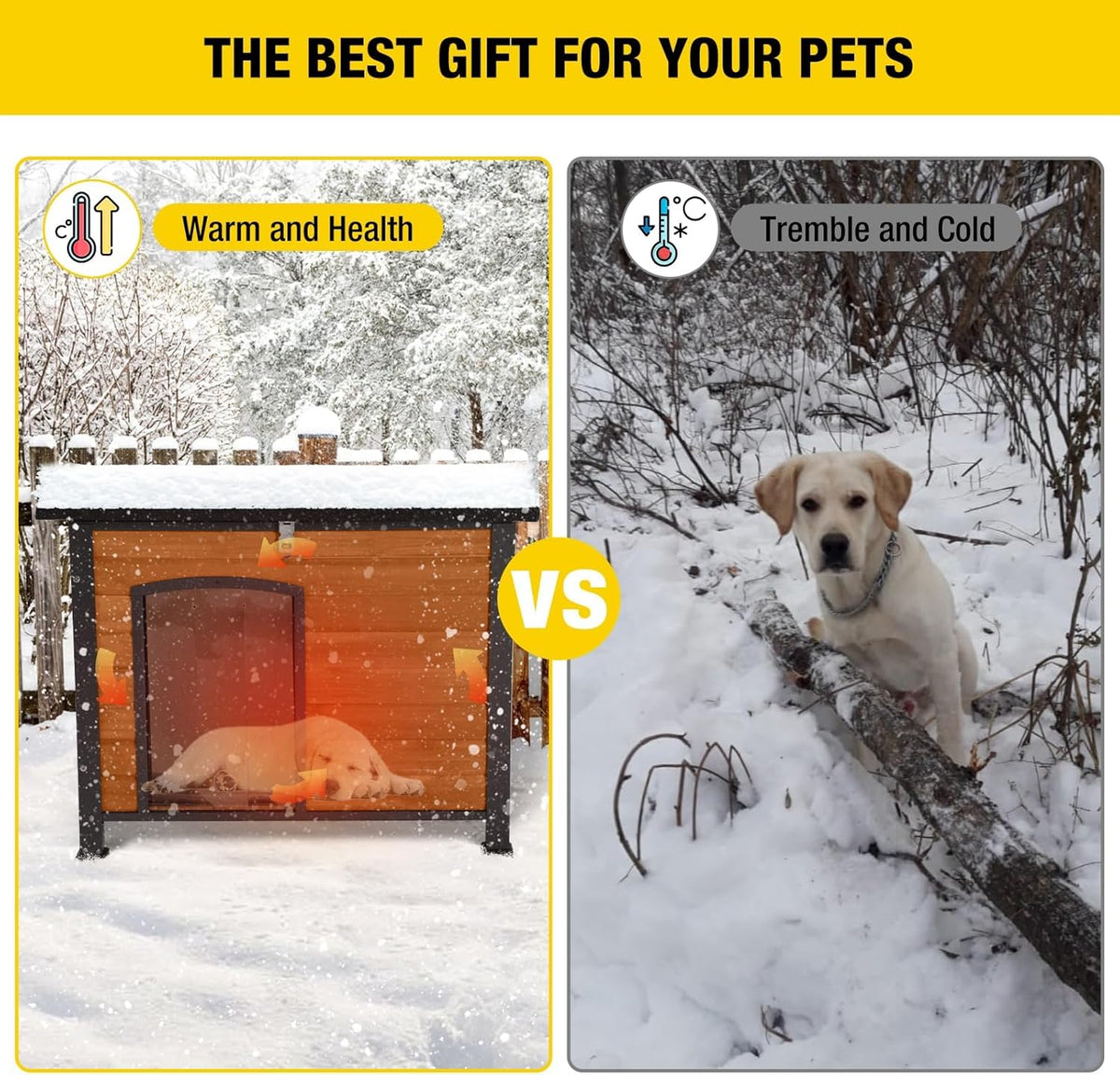Aivituvin Outdoor Dog House with Insulated Liner Waterproof Dog Kennel for Winter Cat House for