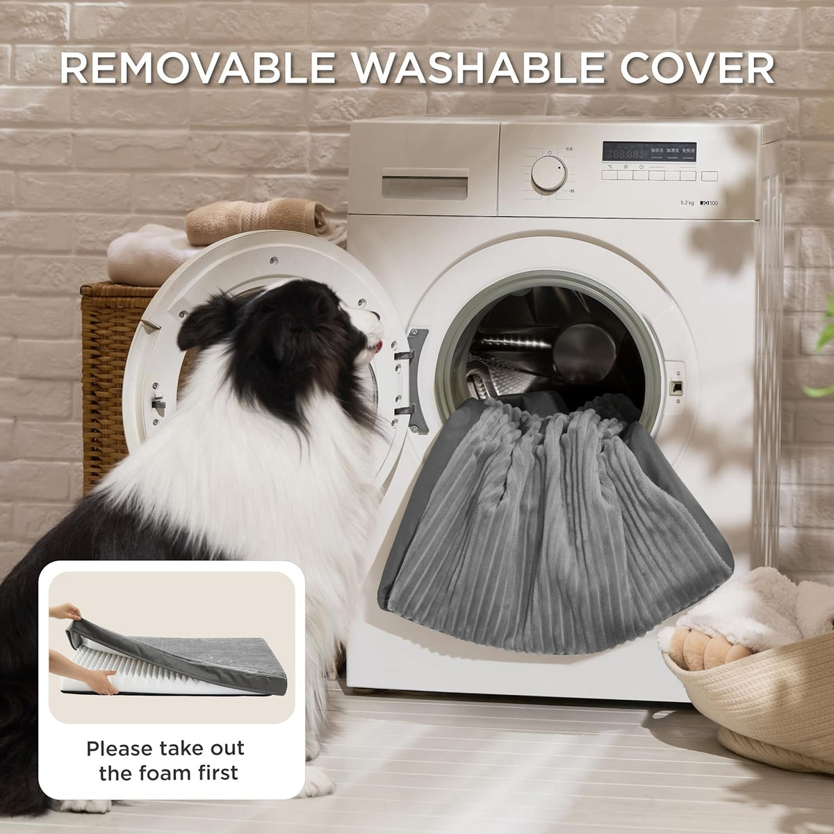 Bedsure Dog Bed Medium Size Dog - Orthopedic Pet Beds with Removable Machine Washable Cover, Egg