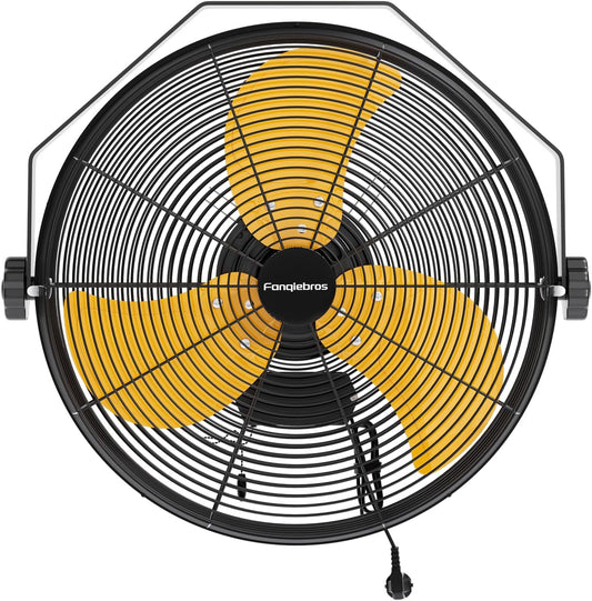 4580 CFM 18 inch High Velocity Wall Mounted Fan, 3-Speed Metal Fan with Sealed Motor, 360 Degree