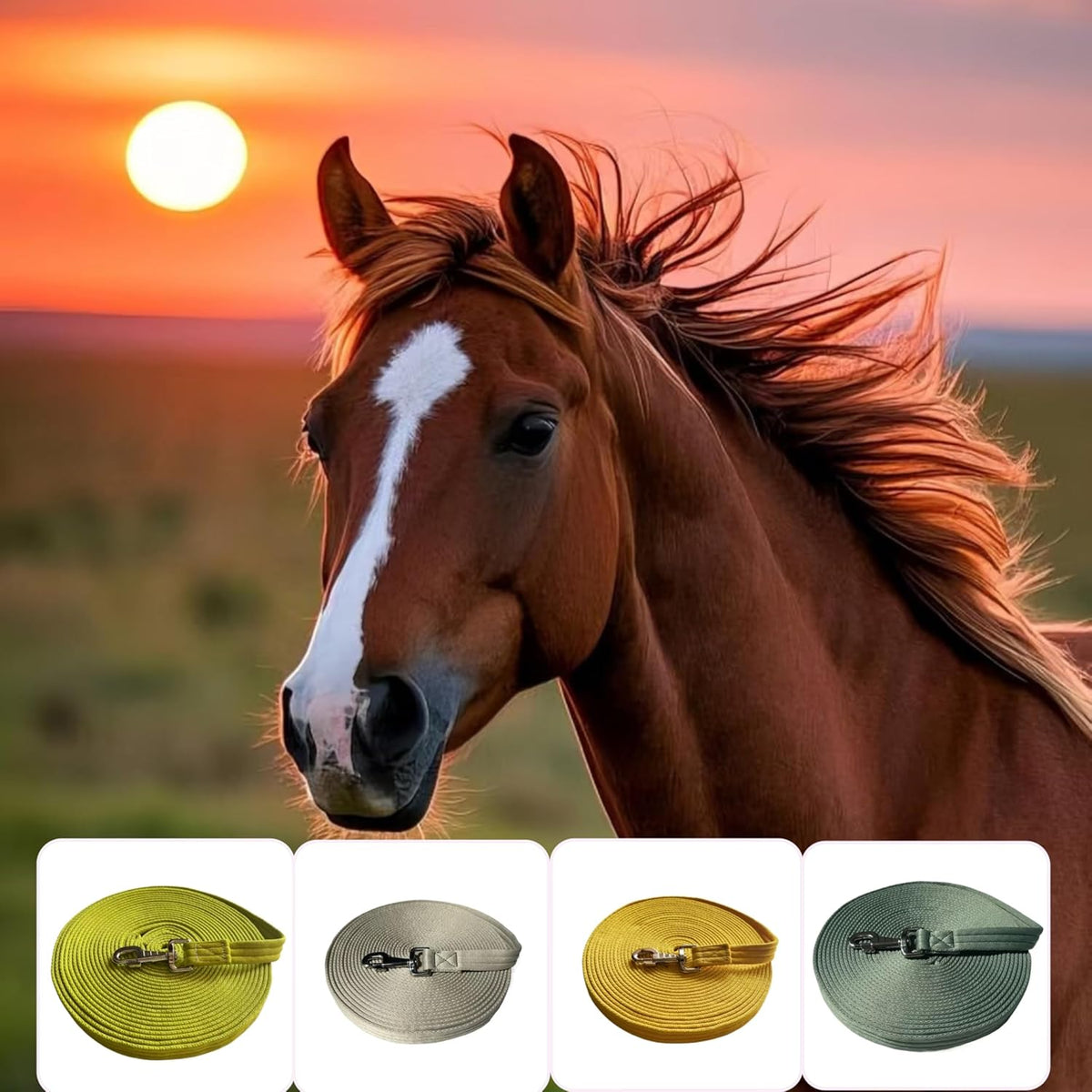 Horse Training Lunge Line with Alloy Trigger Buckle for Accurate Equestrian Training of 32.8 ft(10