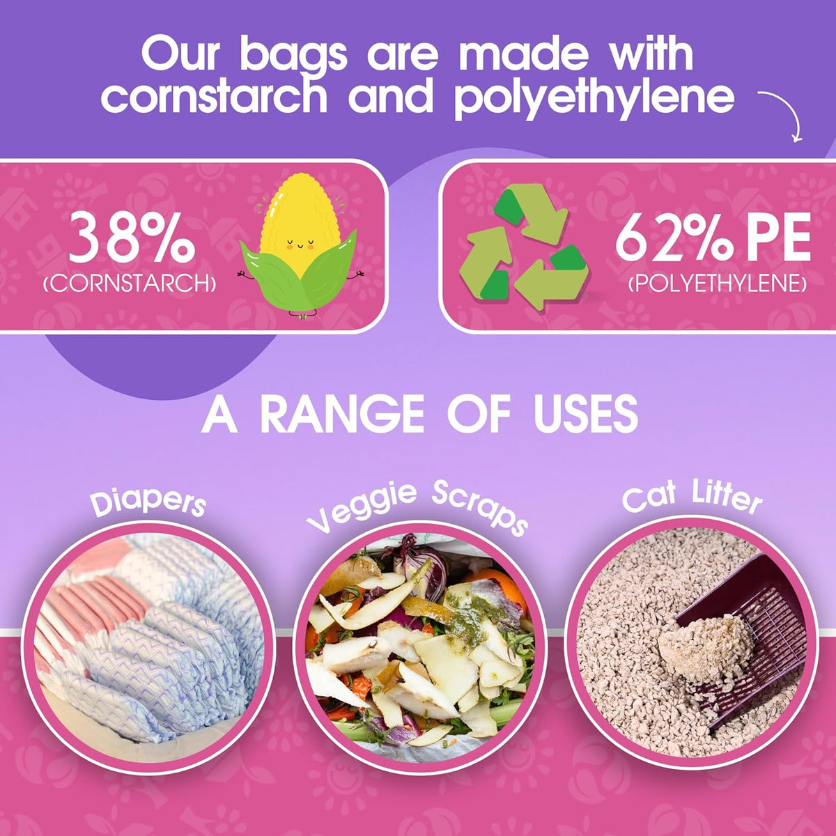 Pet N Pet 720 Counts Lavender Scented, Colorful Poop Bags for Dogs, 38% Plant Based & 62% PE Dog