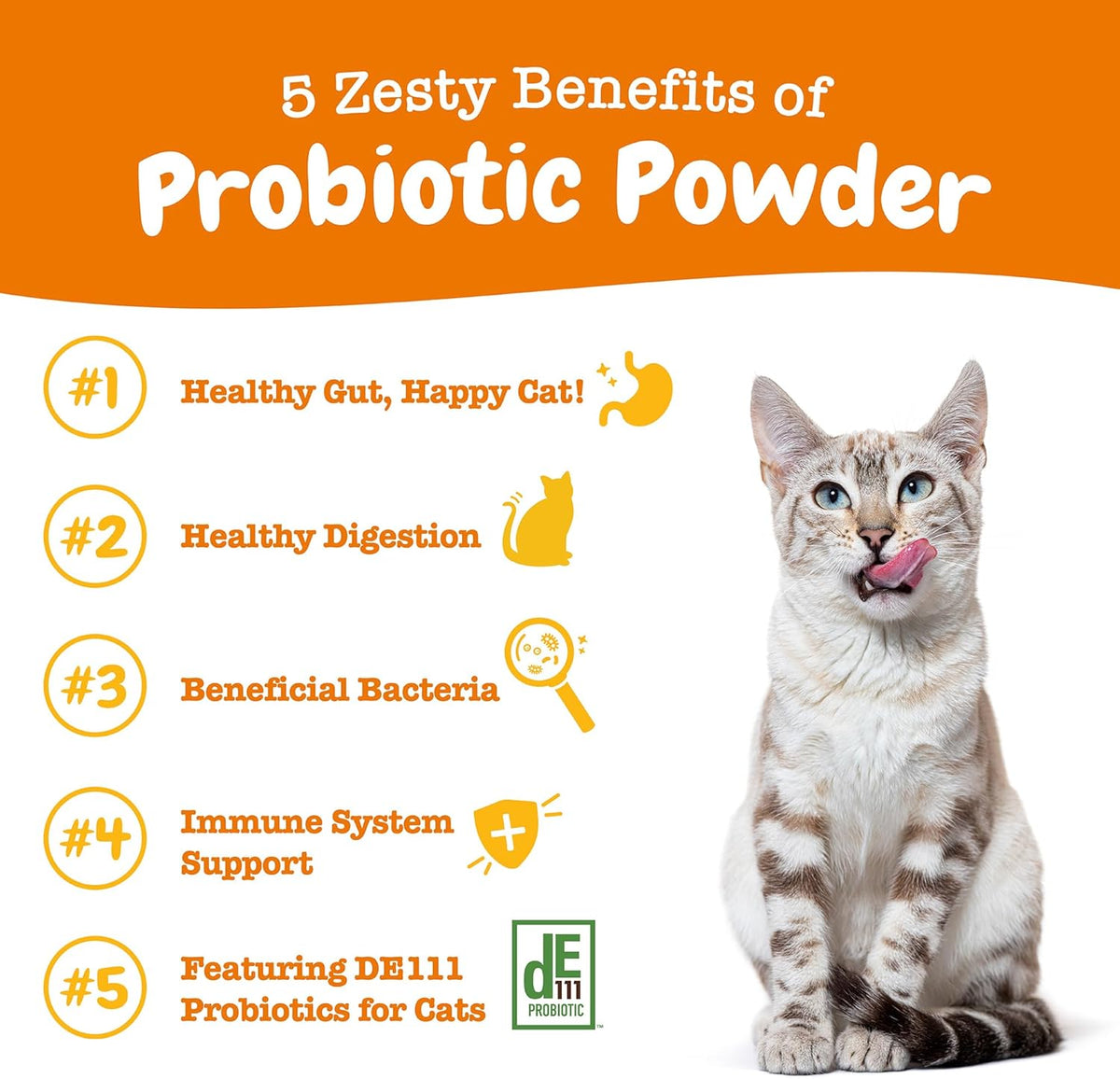 Zesty Paws Powder Probiotics for Cats - Meal Topper for Digestive, Immune System Support for Feline