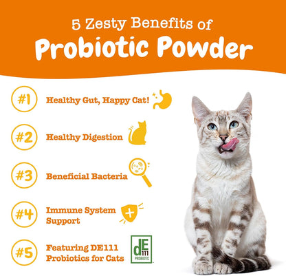 Zesty Paws Powder Probiotics for Cats - Meal Topper for Digestive, Immune System Support for Feline