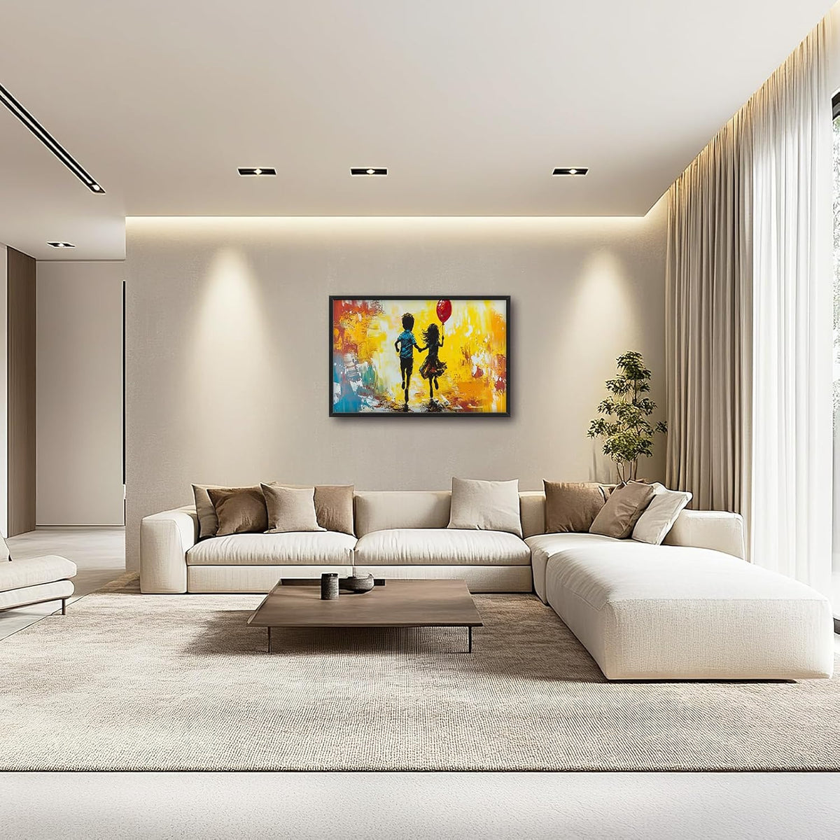 Framed Large Banksy Wall Art for Living Room, Oversized Colorful Graffiti Children Wall Decor