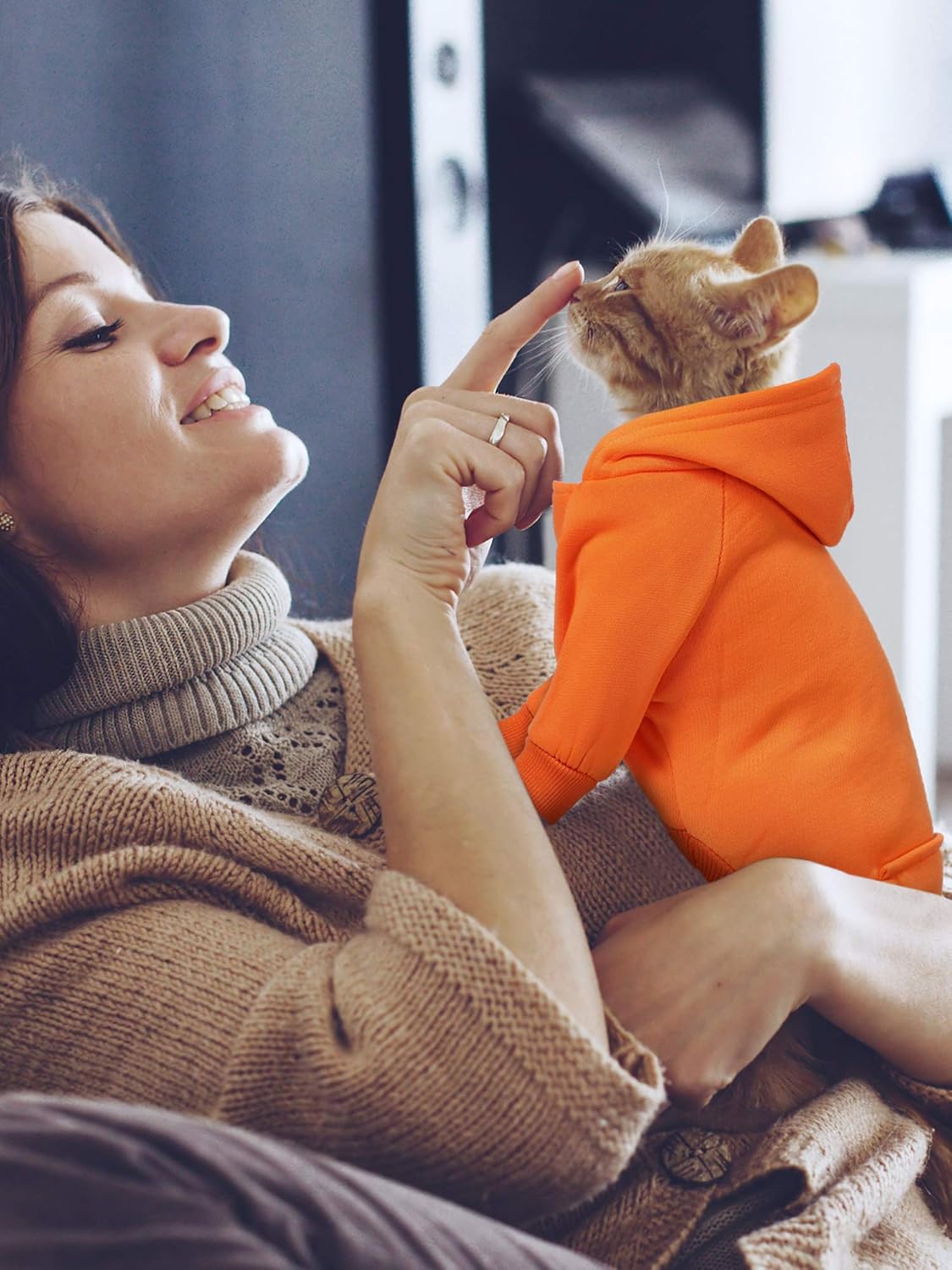 6 Pieces Dog Hoodie Dog Clothes Sweaters with Hat, Pet Winter Clothes Warm Hoodies Coat Sweater for