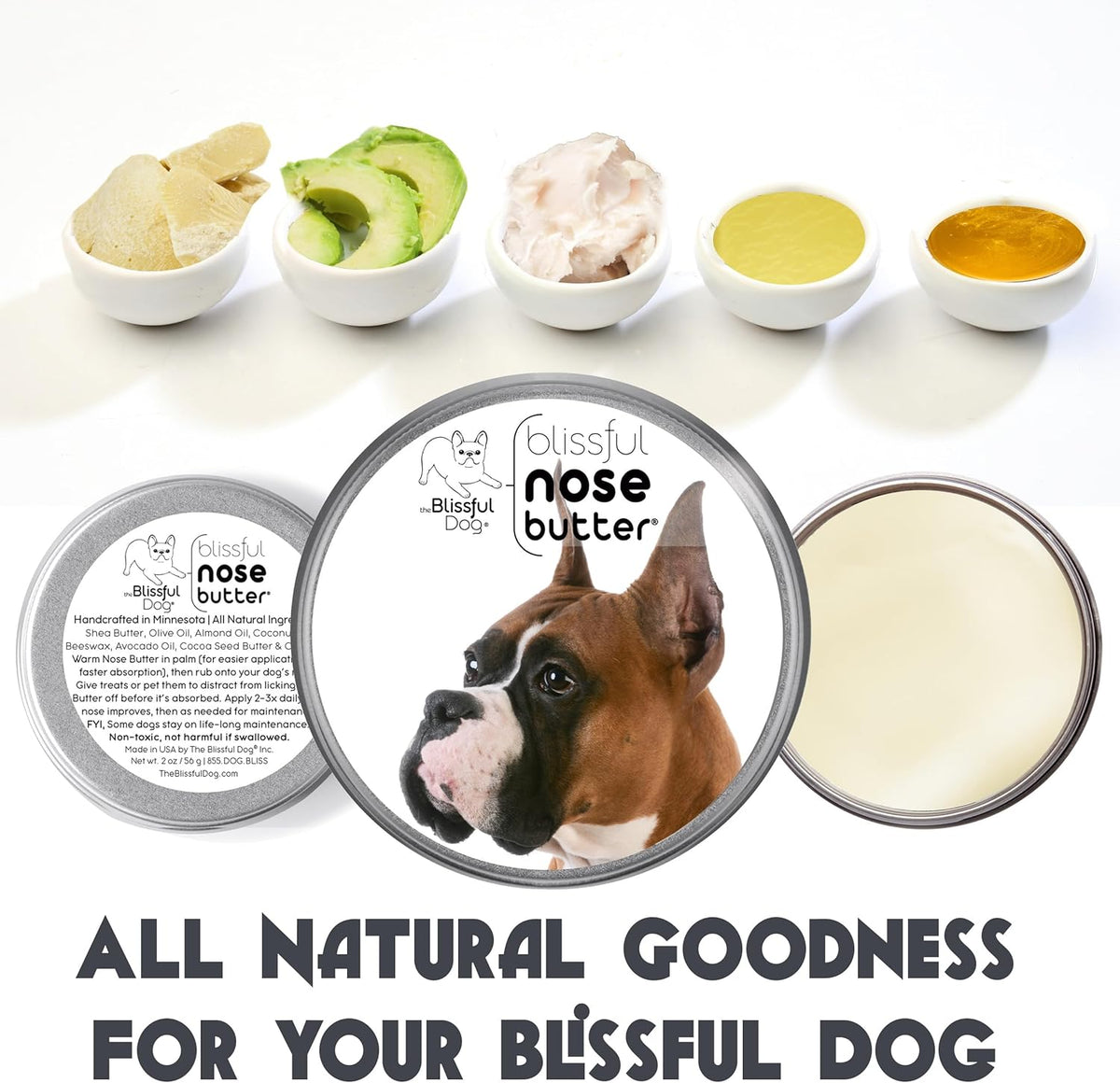 The Blissful Dog Show Boxer Nose Butter for Dry, Cracked Skin, Lick-Safe Dog Nose Balm with