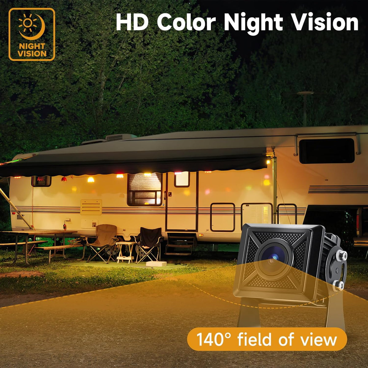 7'' HD1080P Wired Backup Camera System with Touch Screen Monitor, 2 Wired Rear View Cameras