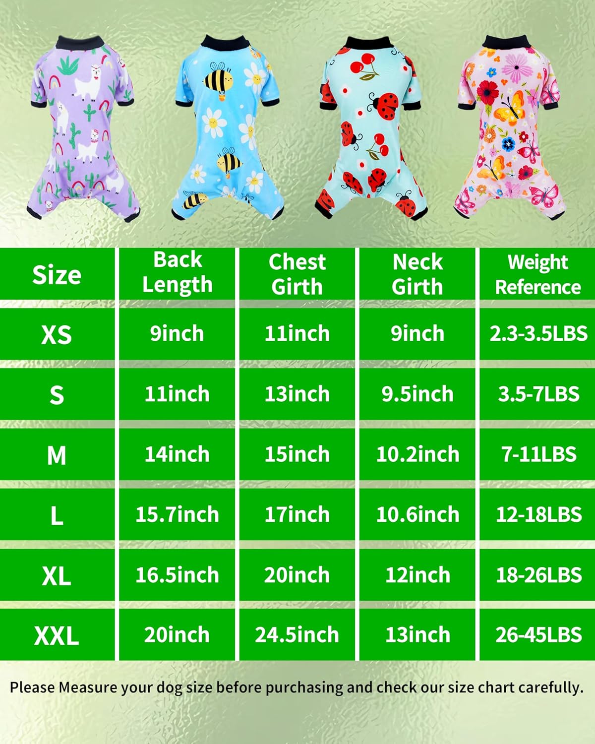 PET SHOW 4 Pack Small Dog Pajamas Spring Dog Clothes for Medium Dogs Girl Boy Soft Stretchy PJs Bee