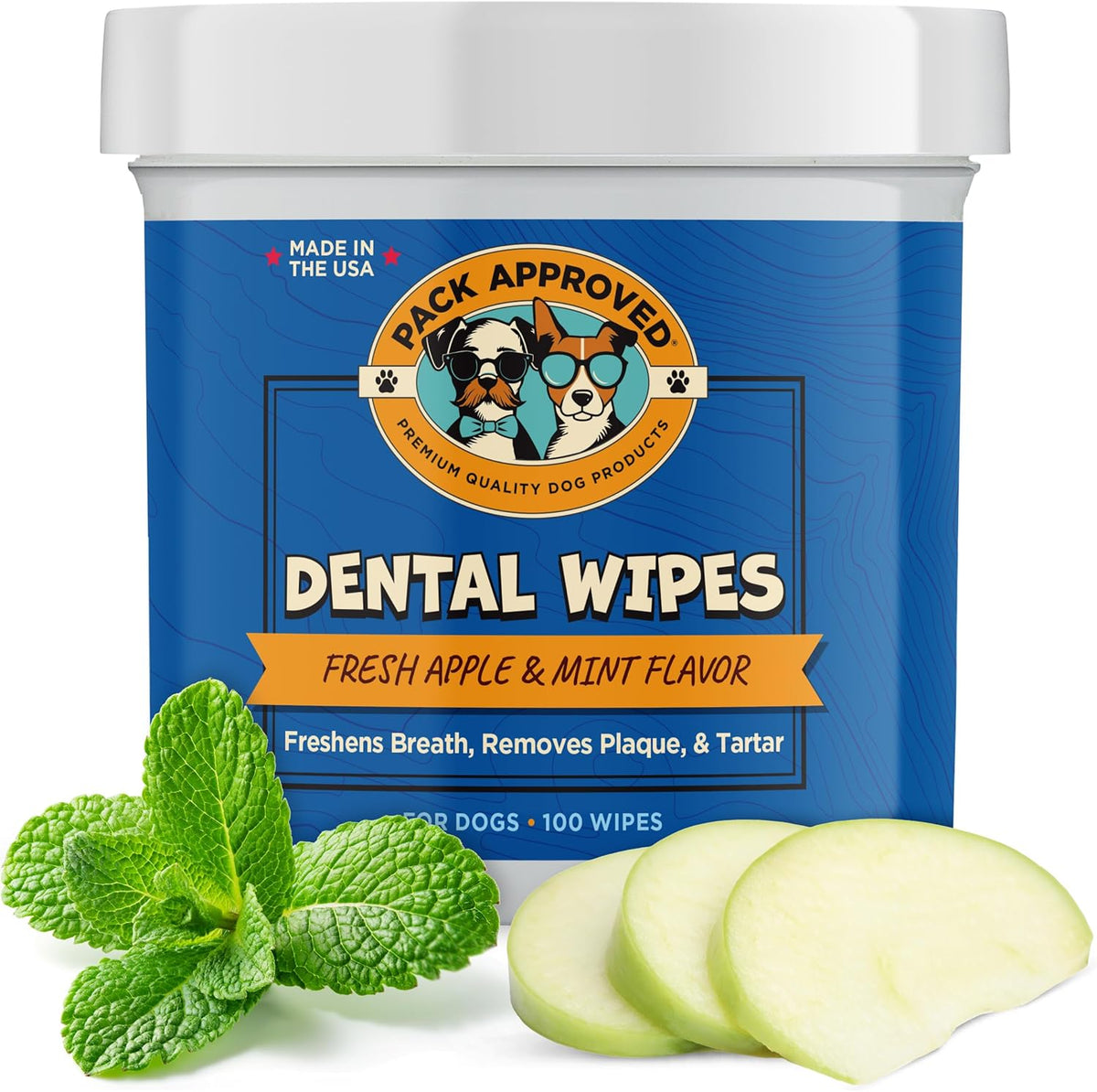 Dental Wipes for Dogs - Dog Teeth Wipes for Oral Care, Tartar and Plaque Remover - Cleans and