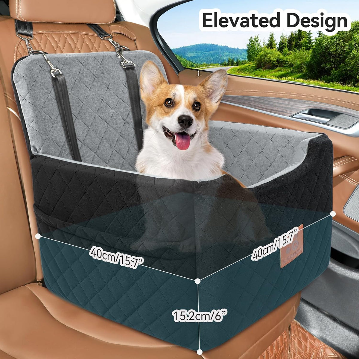 Dog Car Seat for Small/Medium Dogs Under 35lbs,Memory Foam Dog Booster Seats,Detachable and