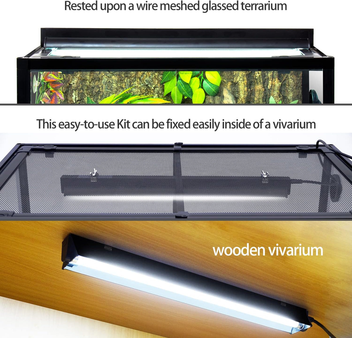 REPTI ZOO T5 HO UVB Lighting Combo Kit with Timer, Reptile Light Fixture Terrarium Hood Comes with
