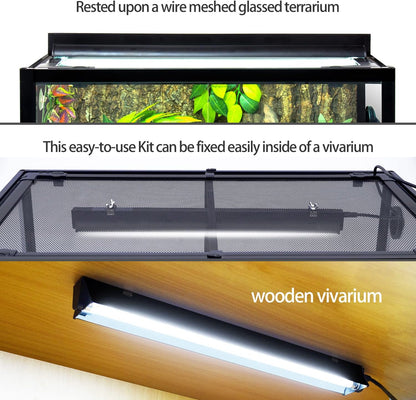 REPTI ZOO T5 HO UVB Lighting Combo Kit with Timer, Reptile Light Fixture Terrarium Hood Comes with