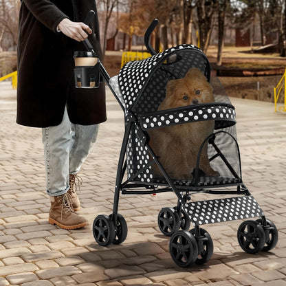 Magshion Compact Pet Stroller for Small-Medium Dogs/Cats up to 22lbs, 4-Wheel Lightweight Umbrella