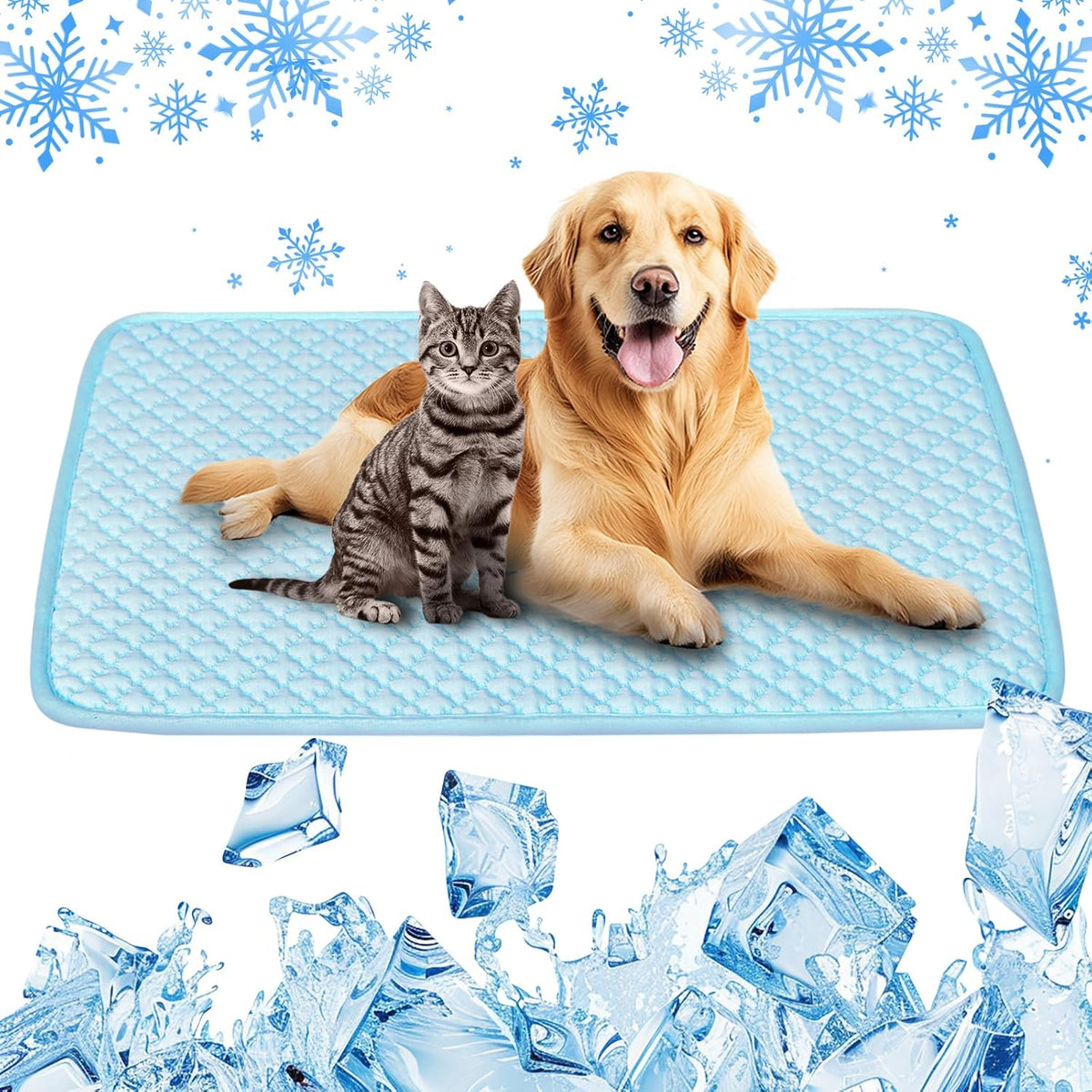 Pet Cooling Mat for Dogs & Cats - Washable Dog Cooling Mat Portable Pet Cool Pads Blanket for