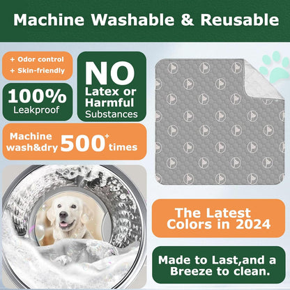 PJYuCien Washable Dog Playpen Mat, 36”x 36”, Leak-Proof Reusable Puppy Pee Pads, Non-Slip Pee Mat