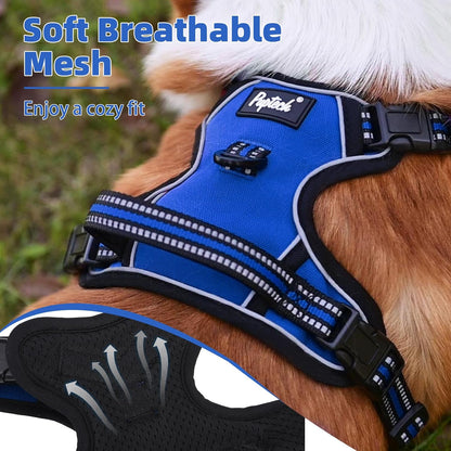 PUPTECK No Pull Dog Harness for Large, Adjustable Reflective Dog Harness with Handle Easy Control