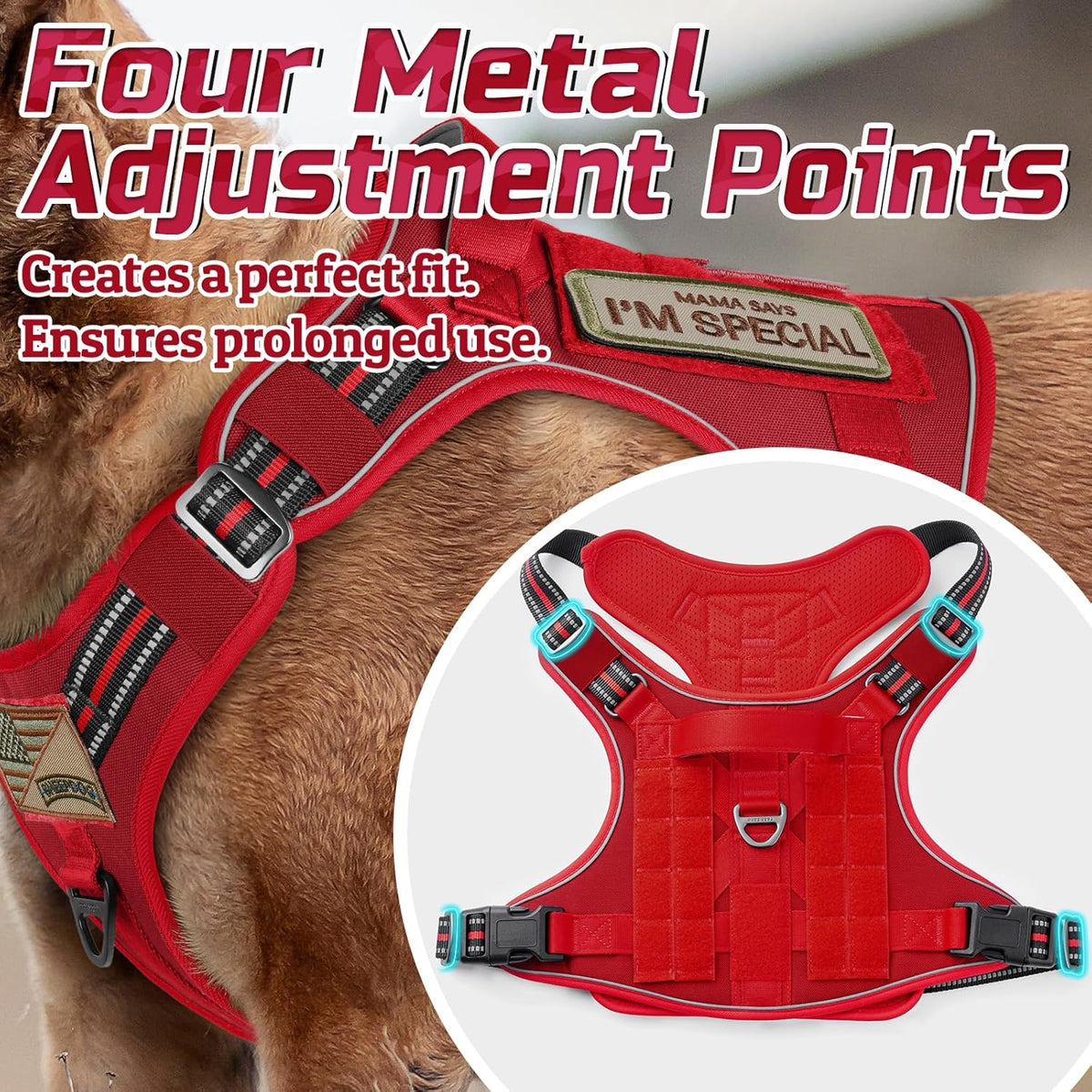 rabbitgoo Tactical Dog Harness Medium Sized Dog, No Pull Military Service Vest with Handle & Molle
