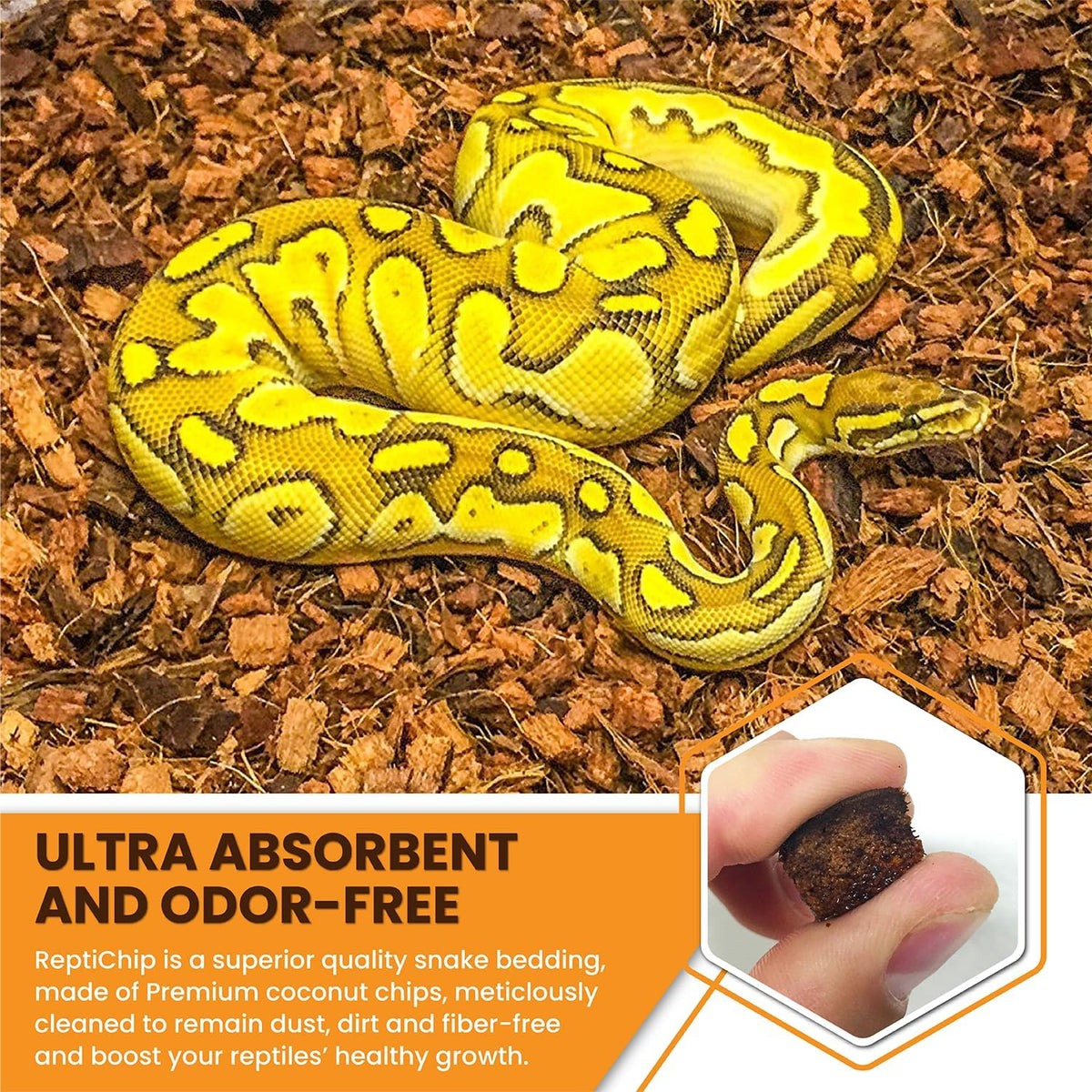 ReptiChip Reptile Substrate Coconut Chip Bedding 72 Quart Compressed Organic Coco Husk Block for