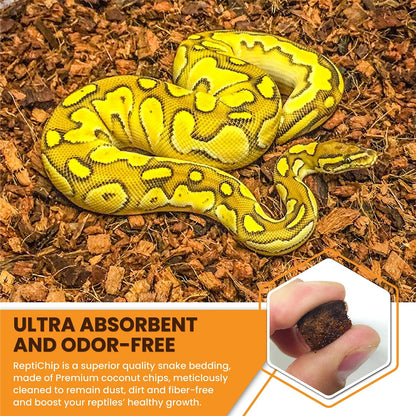 ReptiChip Reptile Substrate Coconut Chip Bedding 72 Quart Compressed Organic Coco Husk Block for