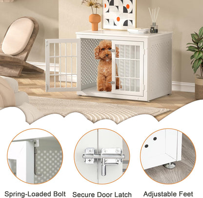 32" Heavy Duty Dog Crate Furniture for Small and Medium Dogs, Metal Kennel for High Anxiety Dogs