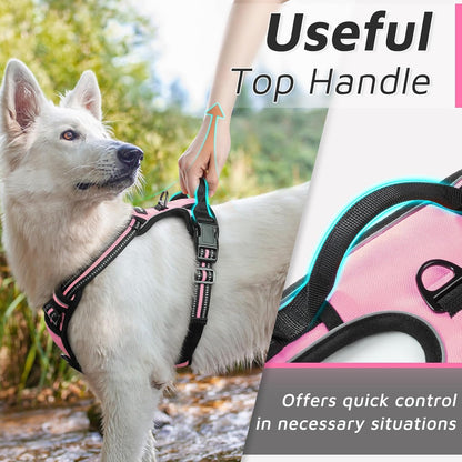 Eagloo Dog Harness for Large Dogs, No Pull Service Vest with Reflective Strips and Control Handle