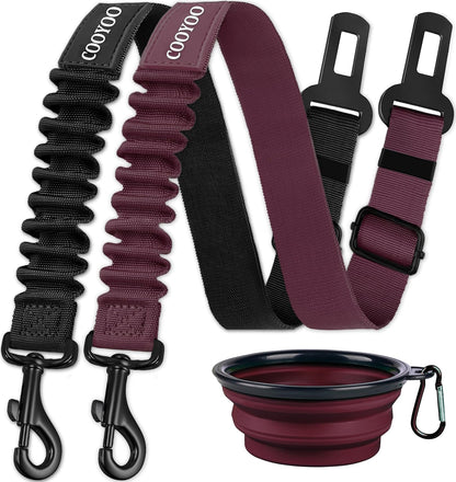 COOYOO Dog Seat Belt,3 Piece Set Retractable Dog Car Adjustable Seatbelts for Vehicle Nylon Pet